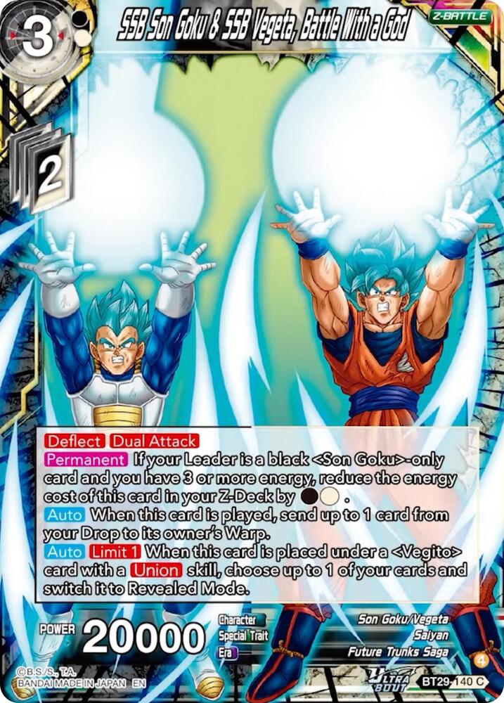 SSB Son Goku & SSB Vegeta, Battle With a God BT29-140 card from Fearsome Rivals