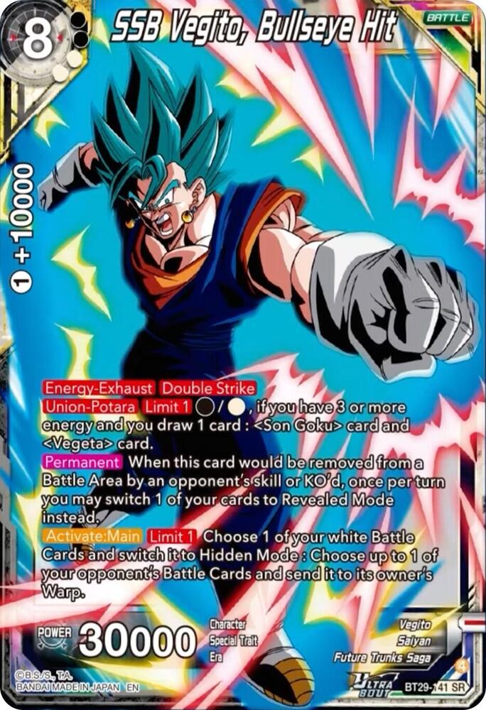 SSB Vegito, Bullseye Hit BT29-141 card from Fearsome Rivals