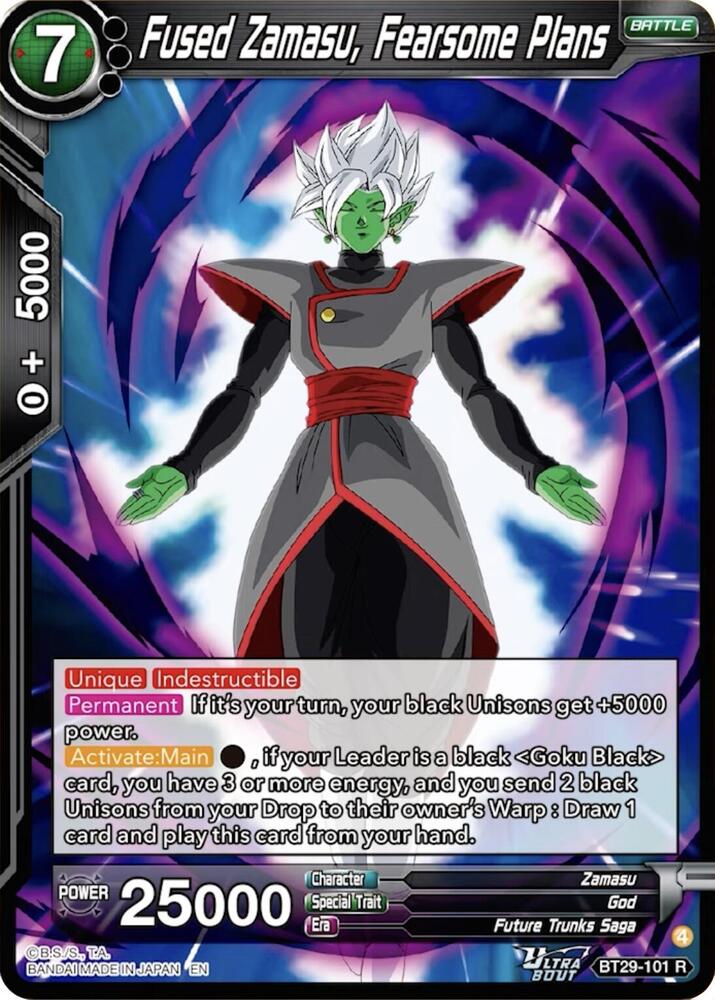Fused Zamasu, Fearsome Plans BT29-101 card from Fearsome Rivals