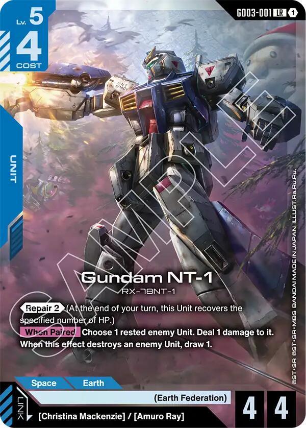 Gundam NT-1 GD03-001 card from Steel Requiem