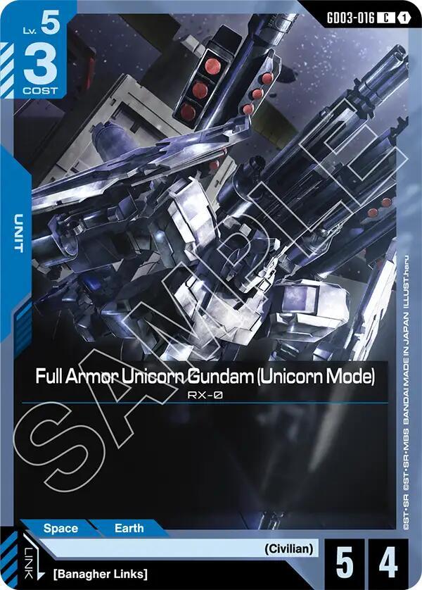 Full Armor Unicorn Gundam (Unicorn Mode) GD03-016 card from Steel Requiem