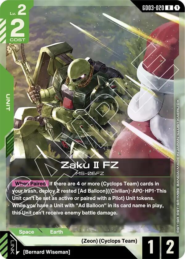 Zaku II FZ GD03-020 card from Steel Requiem