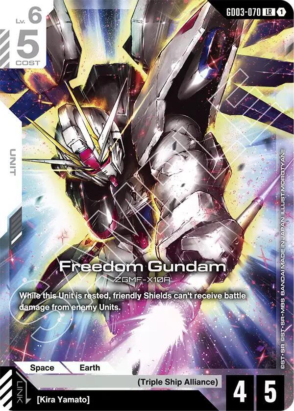 Freedom Gundam GD03-070 card from Steel Requiem