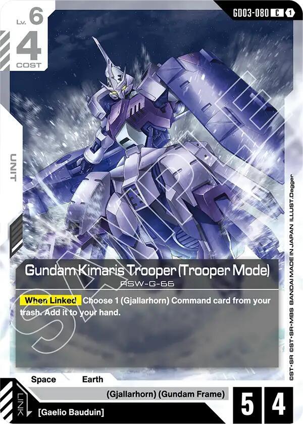 Gundam Kimaris Trooper (Trooper Mode) GD03-080 card from Steel Requiem