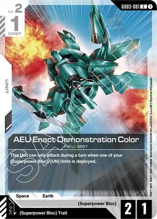 AEU Enact Demonstration Color GD03-081 card from Steel Requiem
