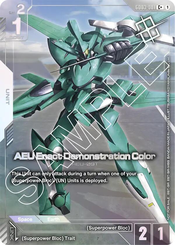 AEU Enact Demonstration Color (Store Tournament Winner Pack 03) GD03-081 card from Gundam Promotional Cards