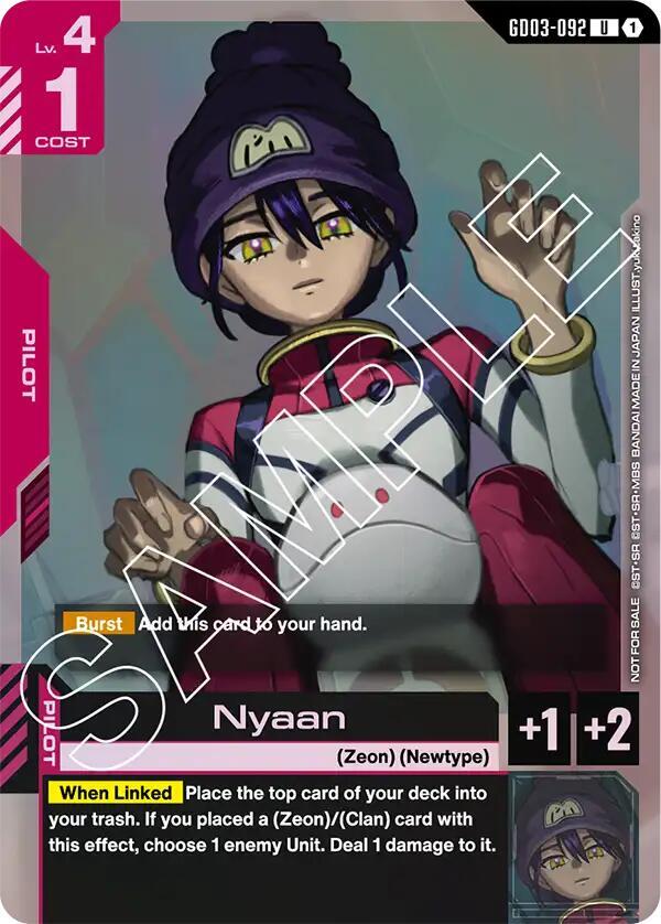 Nyaan (Store Tournament Participant Pack 03) GD03-092 card from Gundam Promotional Cards