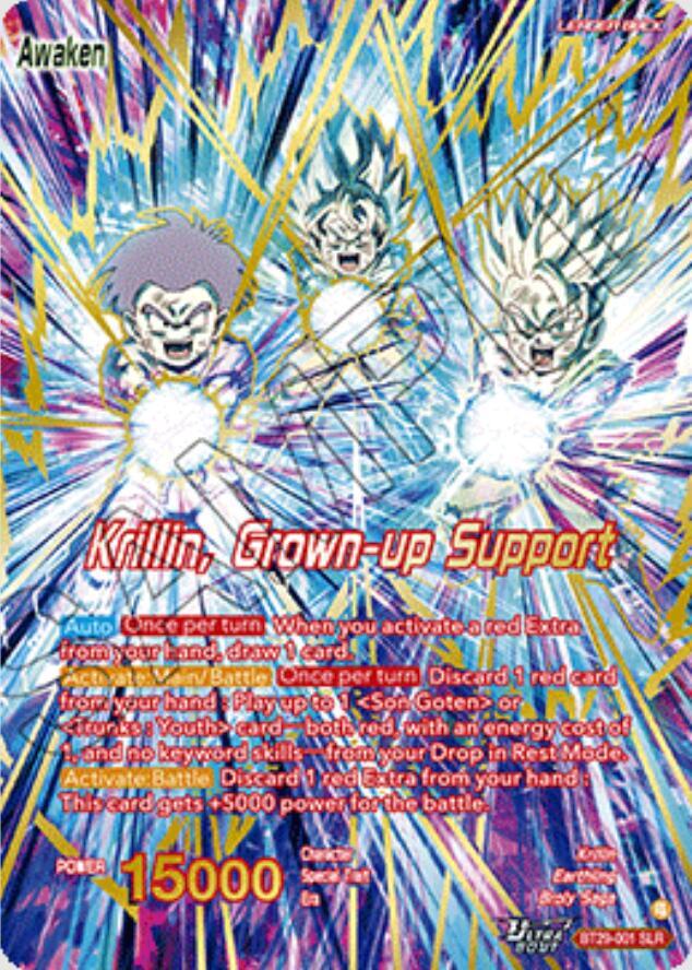 Krillin // Krillin, Grown-up Support (SLR) BT29-001 card from Fearsome Rivals