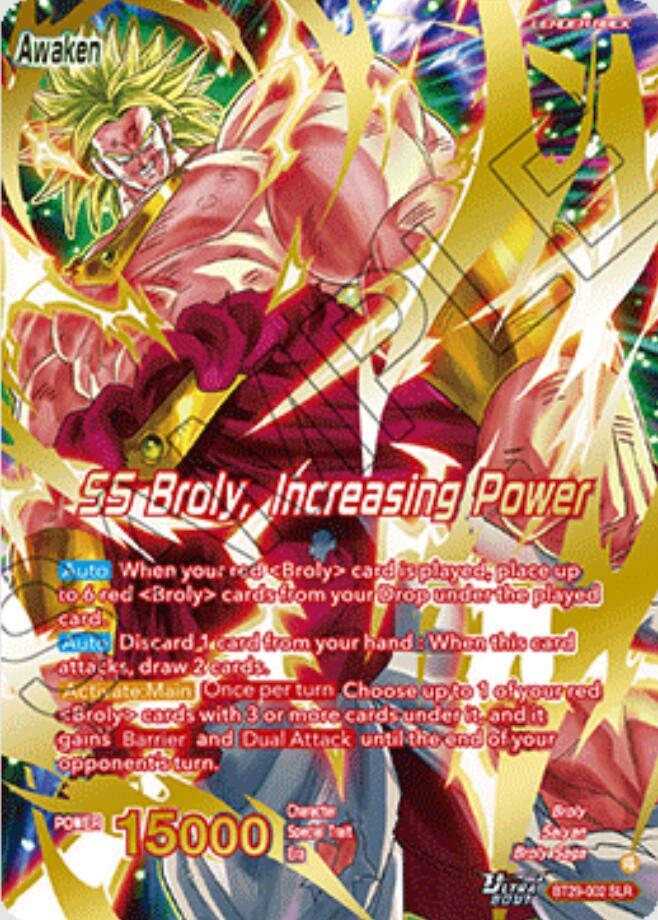 Broly // SS Broly, Increasing Power (SLR) BT29-002 card from Fearsome Rivals