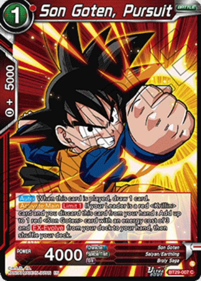 Son Goten, Pursuit BT29-007 card from Fearsome Rivals