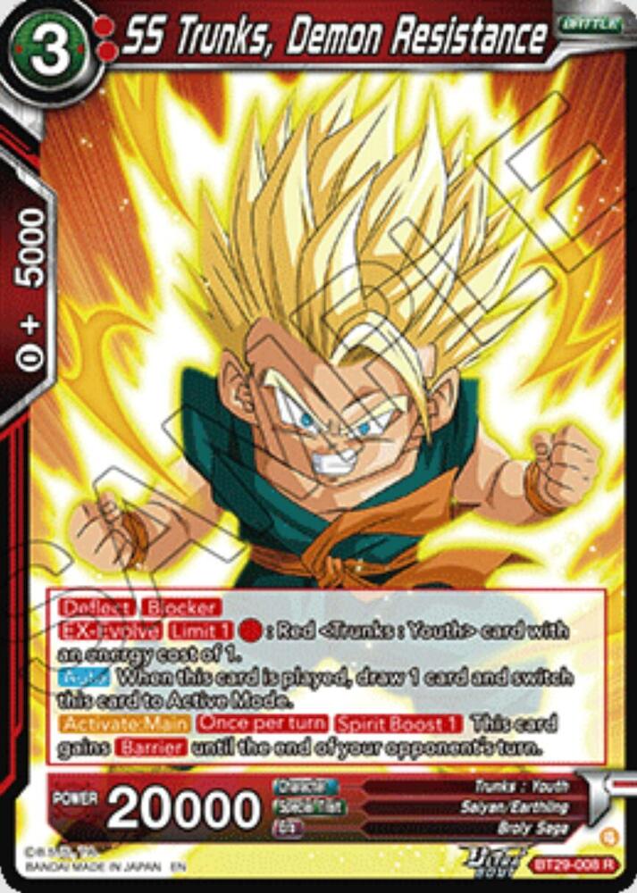 SS Trunks, Demon Resistance BT29-008 card from Fearsome Rivals