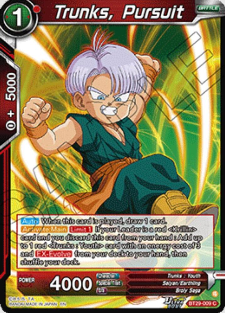 Trunks, Pursuit BT29-009 card from Fearsome Rivals