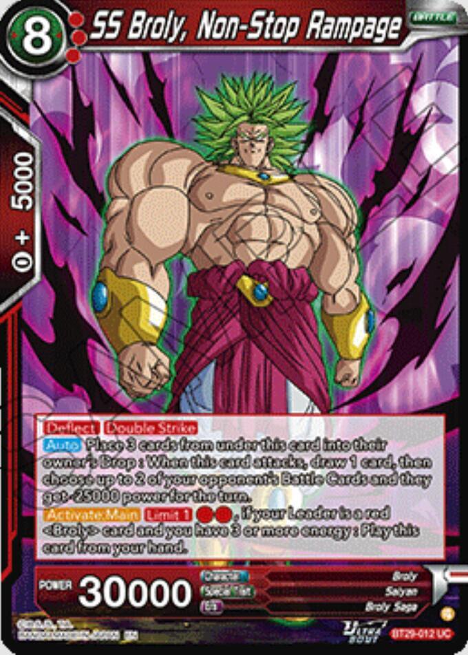 SS Broly, Non-Stop Rampage BT29-012 card from Fearsome Rivals