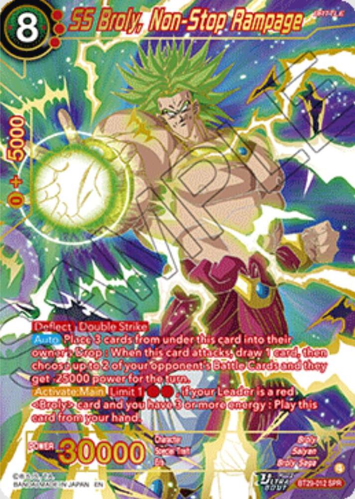 SS Broly, Non-Stop Rampage (SPR) BT29-012 card from Fearsome Rivals