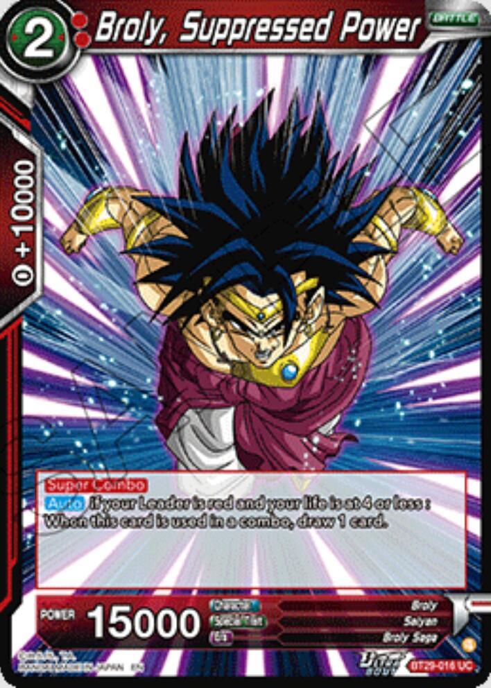 Broly, Suppressed Power BT29-016 card from Fearsome Rivals