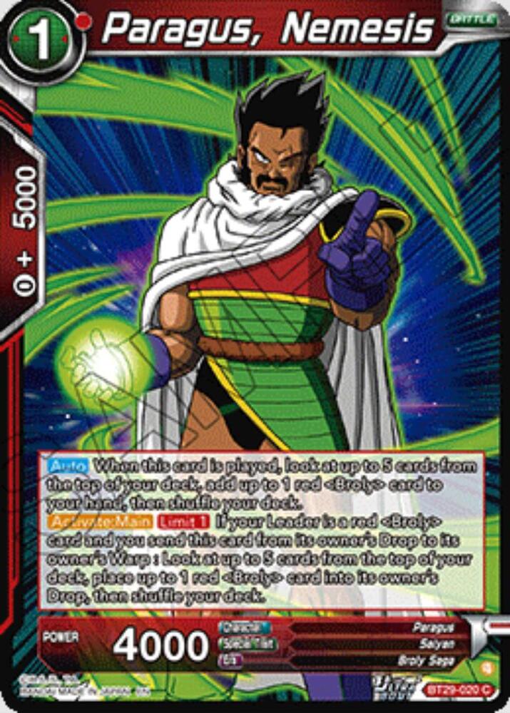 Paragus, Nemesis BT29-020 card from Fearsome Rivals
