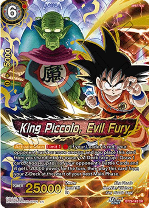 King Piccolo, Evil Fury BT29-143 card from Fearsome Rivals