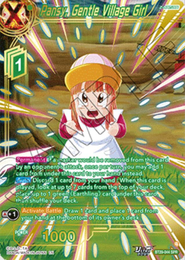 Pansy, Gentle Village Girl (SPR) BT29-044 card from Fearsome Rivals