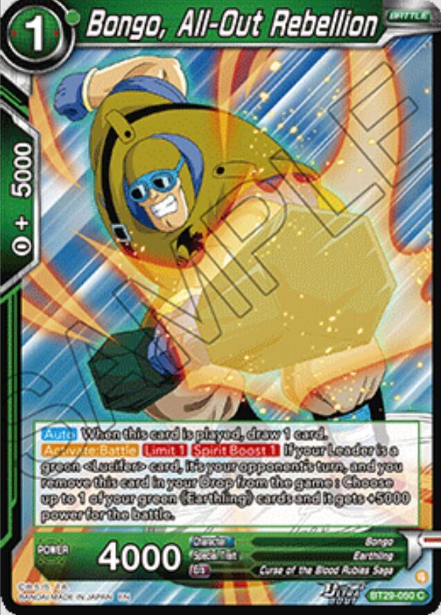 Bongo, All-Out Rebellion BT29-050 card from Fearsome Rivals