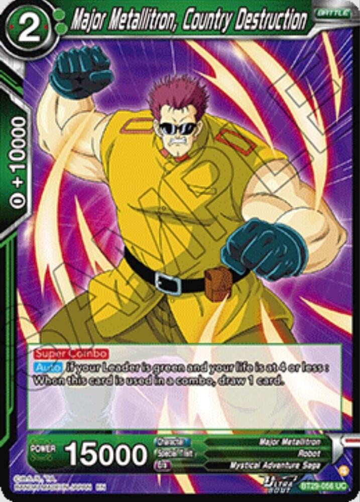 Major Metallitron, Country Destruction BT29-056 card from Fearsome Rivals