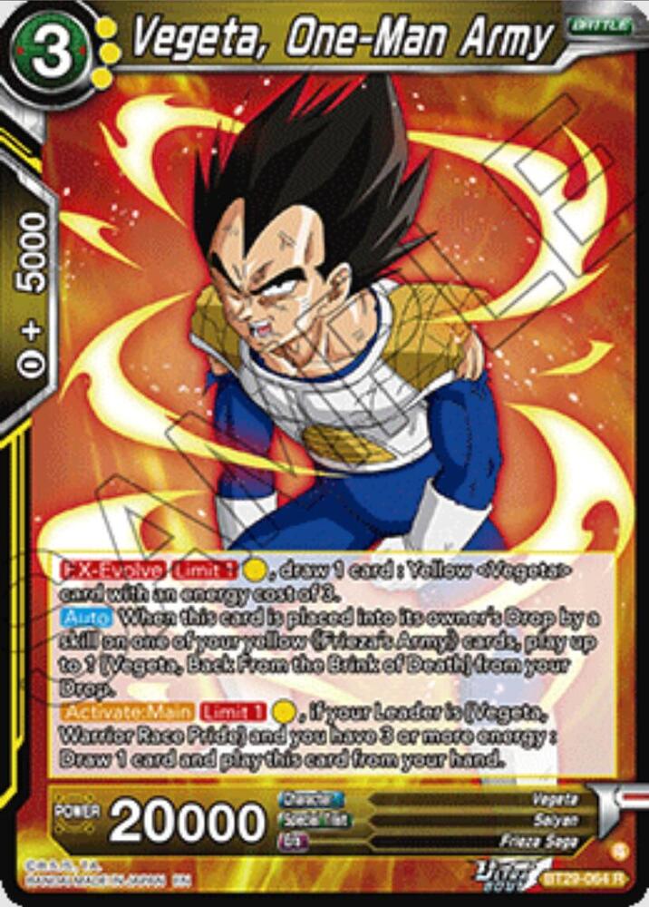 Vegeta, One-Man Army BT29-064 card from Fearsome Rivals