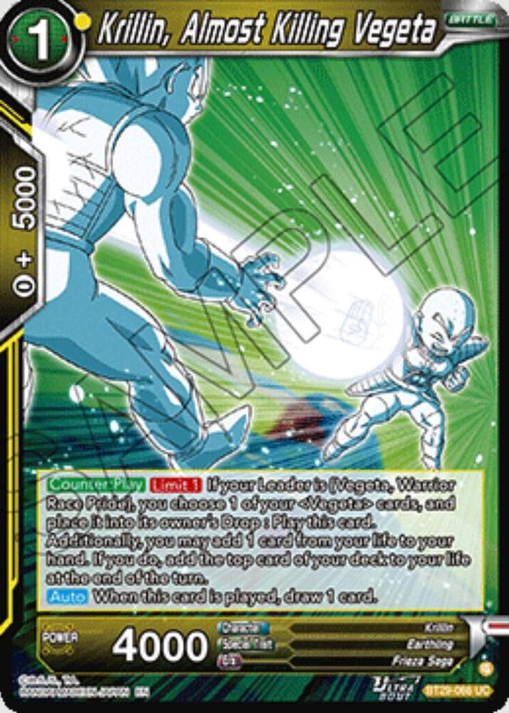 Krillin, Almost Killing Vegeta BT29-066 card from Fearsome Rivals
