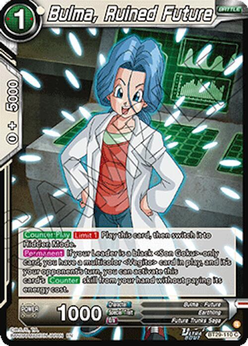 Bulma, Ruined Future BT29-110 card from Fearsome Rivals