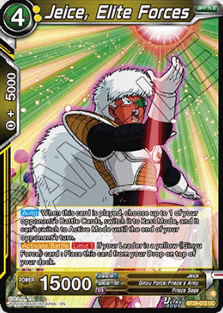 Jeice, Elite Forces BT29-072 card from Fearsome Rivals