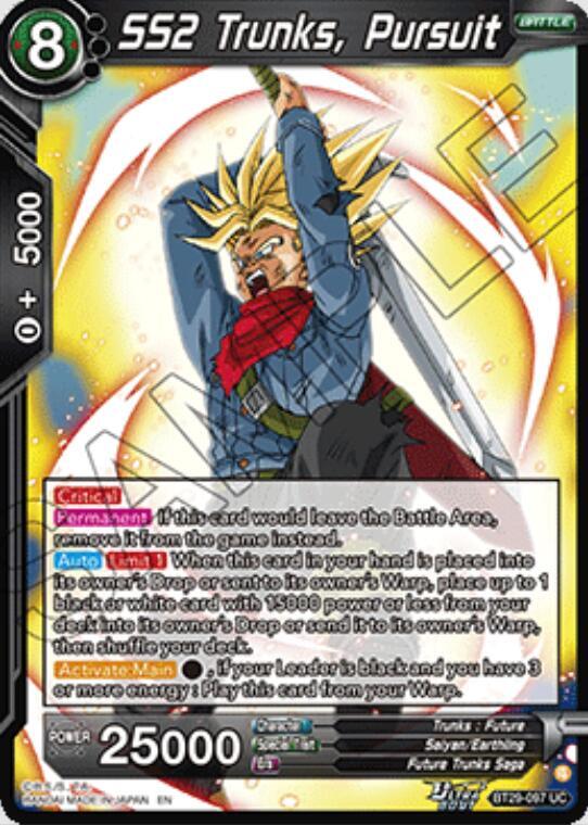 SS2 Trunks, Pursuit BT29-097 card from Fearsome Rivals