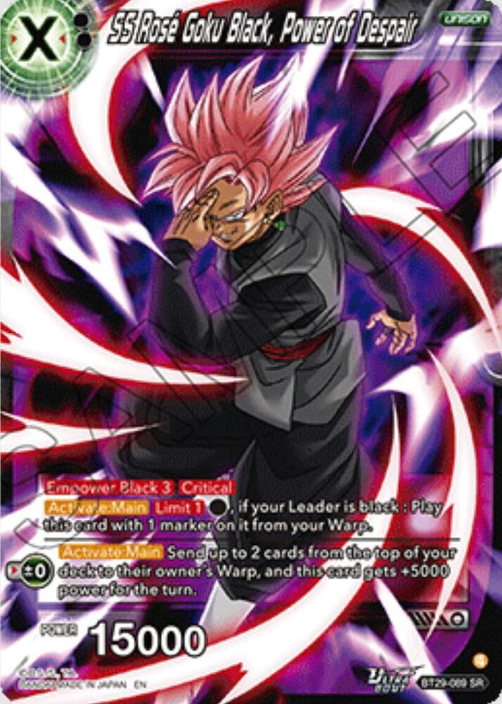 SS Rose Goku Black, Power of Despair BT29-089 card from Fearsome Rivals