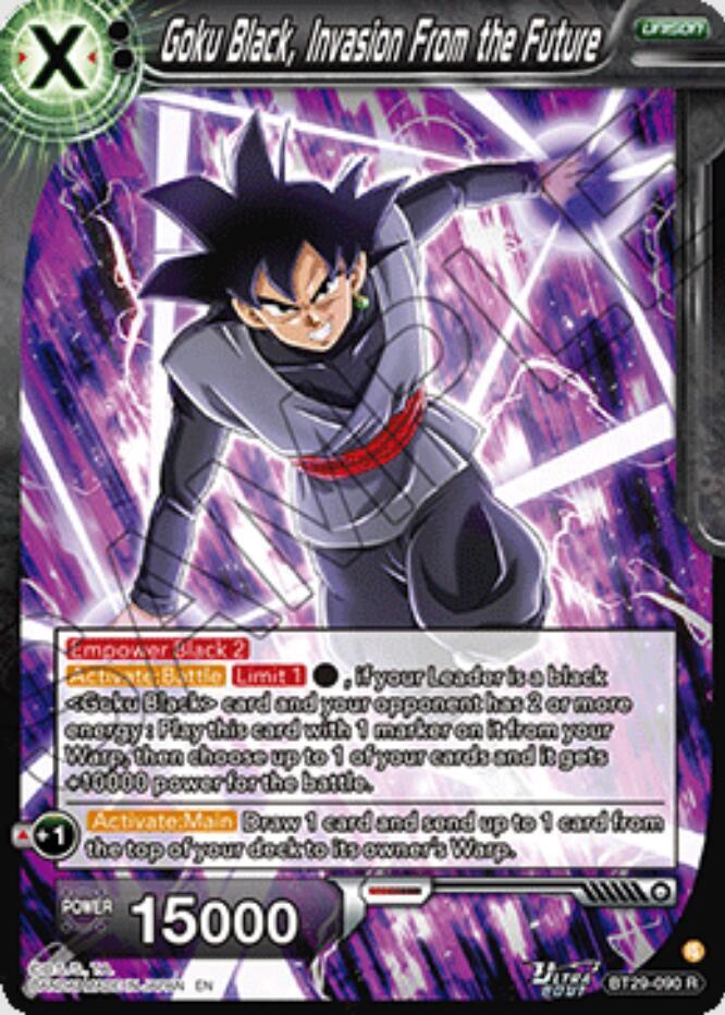 Goku Black, Invasion From the Future BT29-090 card from Fearsome Rivals