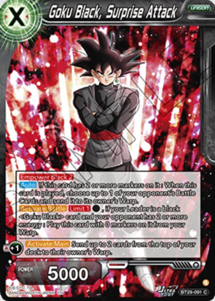 Goku Black, Surprise Attack BT29-091 card from Fearsome Rivals