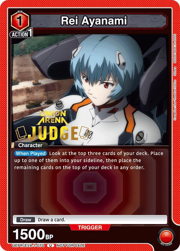 Rei Ayanami (Judge Pack) UEPR/EVA-1-070 card from Union Arena Promotion Cards