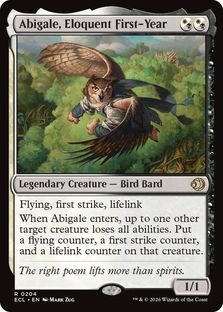Abigale, Eloquent First-Year 204 card from Lorwyn Eclipsed