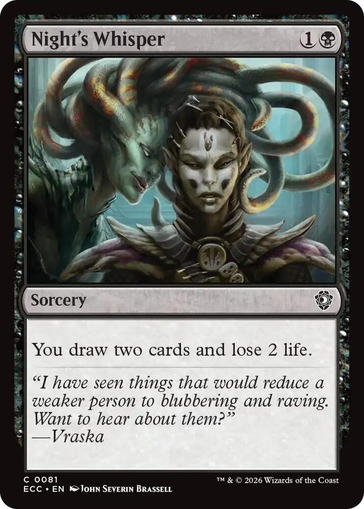 Night's Whisper 81 card from Commander: Lorwyn Eclipsed