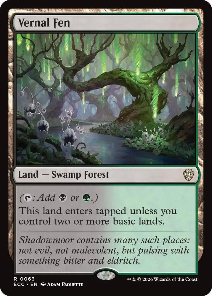 Vernal Fen 63 card from Commander: Lorwyn Eclipsed