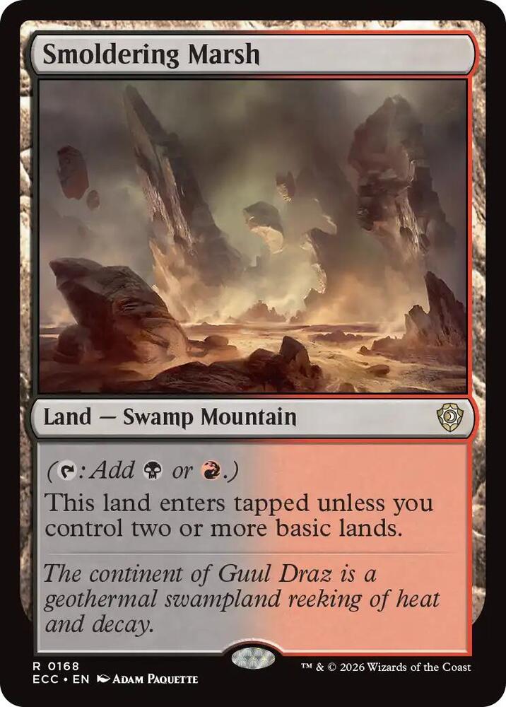 Smoldering Marsh 168 card from Commander: Lorwyn Eclipsed
