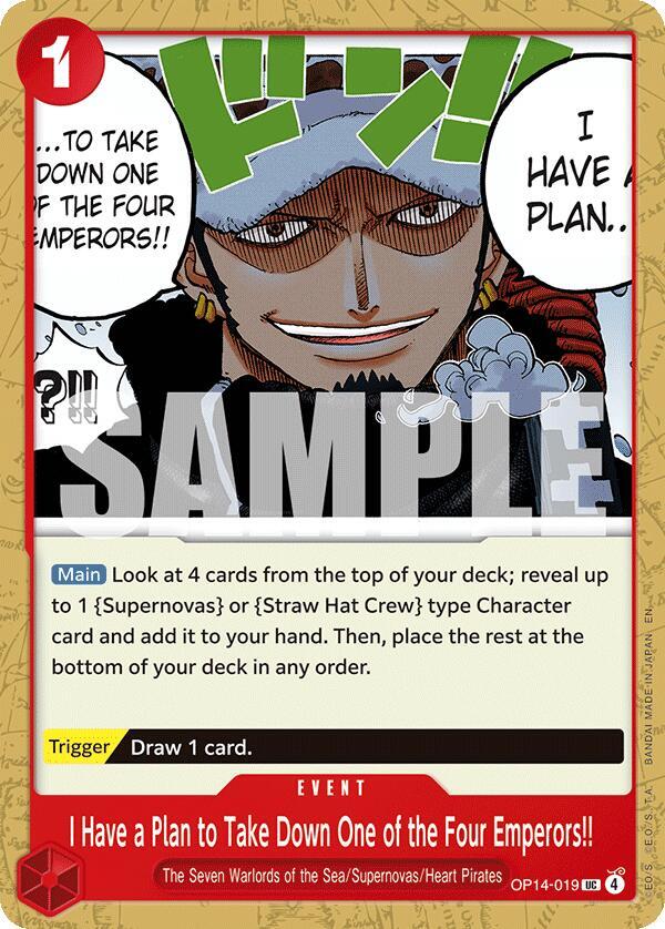 I Have a Plan to Take Down One of the Four Emperors!! OP14-019 card from The Azure Sea's Seven
