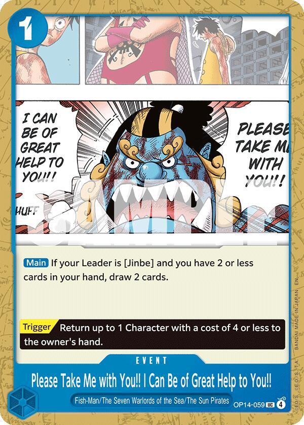 Please Take Me with You!! I Can Be of Great Help to You!! OP14-059 card from The Azure Sea's Seven