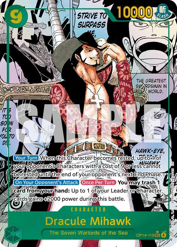 Dracule Mihawk (Manga) OP14-119 card from The Azure Sea's Seven