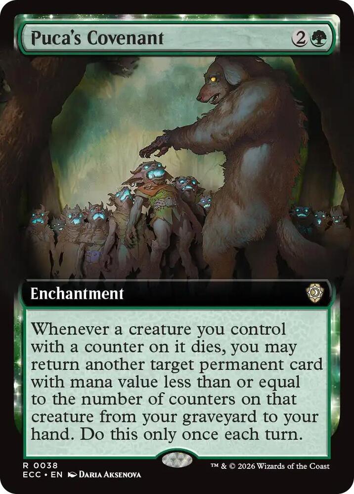 Puca's Covenant (Extended Art) 38 card from Commander: Lorwyn Eclipsed