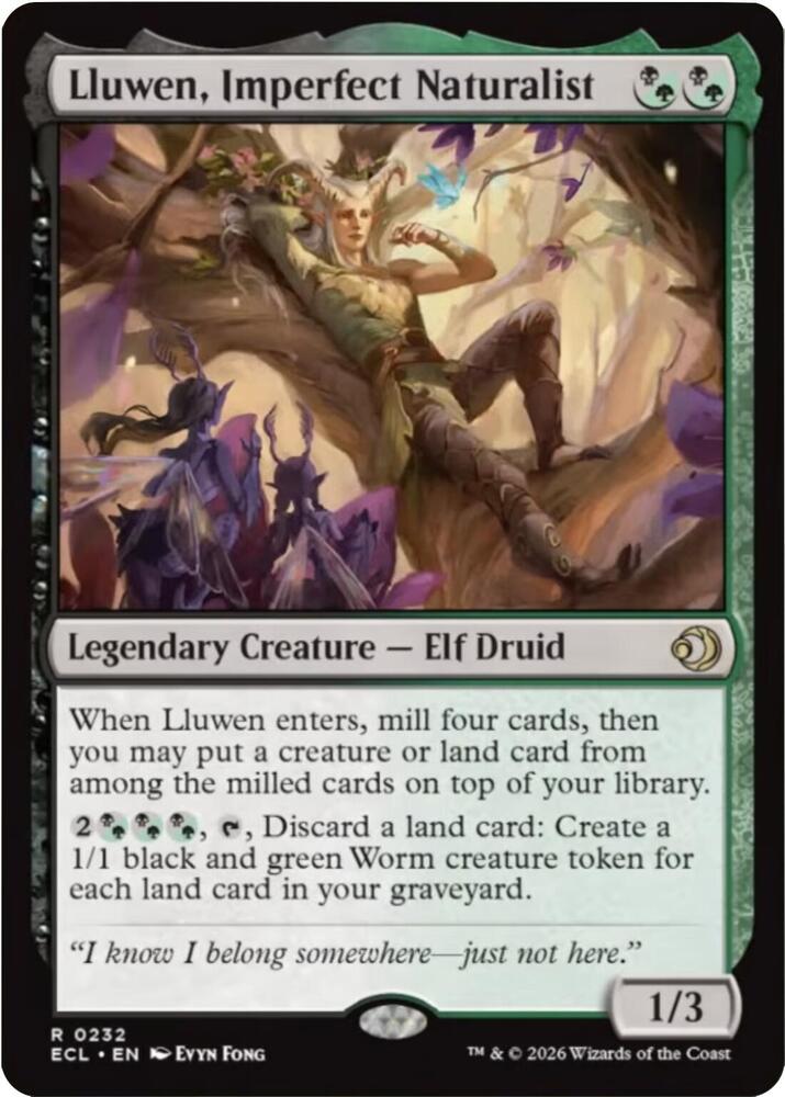 Lluwen, Imperfect Naturalist 232 card from Lorwyn Eclipsed