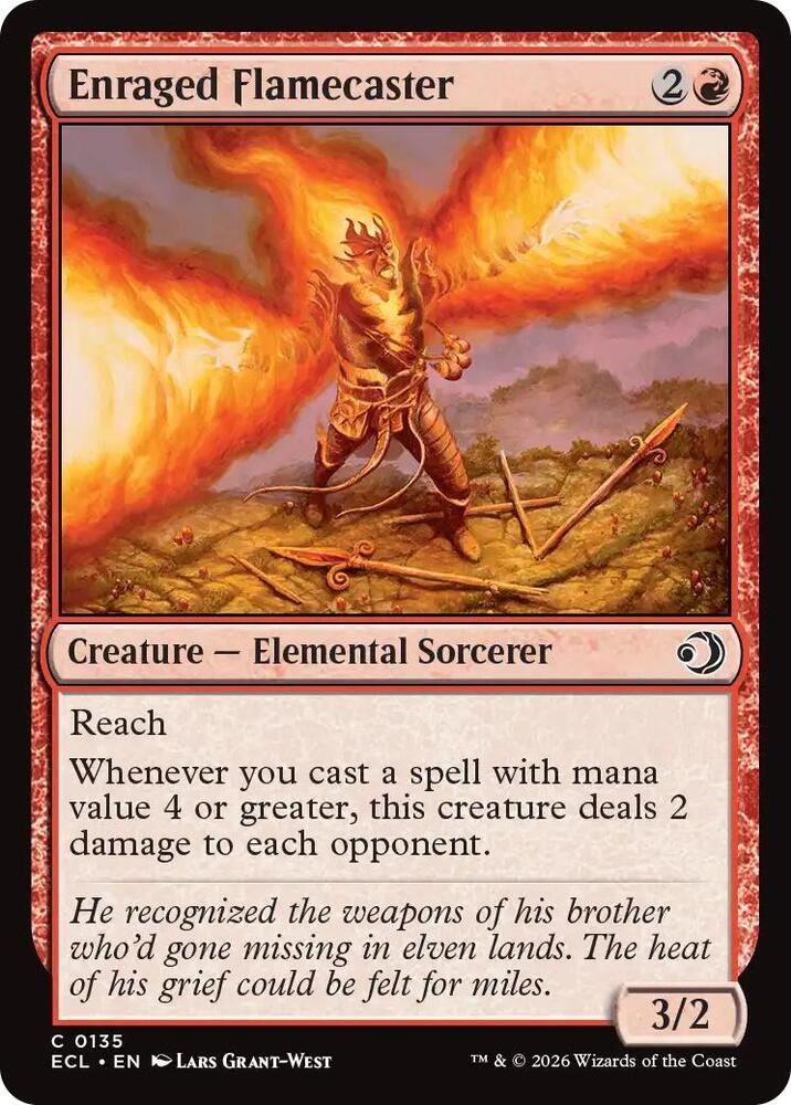 Enraged Flamecaster 135 card from Lorwyn Eclipsed
