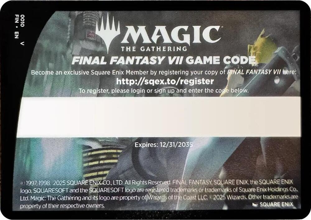 FINAL FANTASY VII Game Code Card 10 card from FINAL FANTASY
