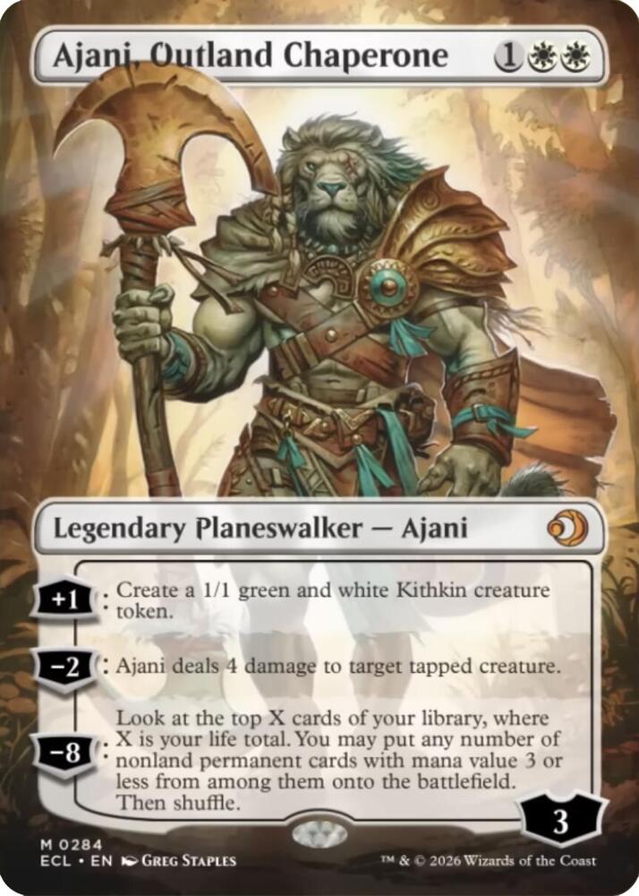 Ajani, Outland Chaperone (Borderless) 284 card from Lorwyn Eclipsed