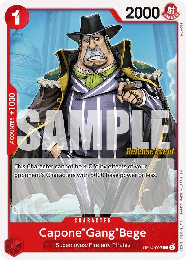 Capone"Gang"Bege OP14-003 card from The Azure Sea's Seven Release Event Cards