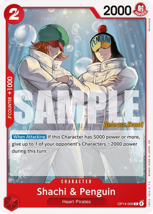 Shachi & Penguin OP14-006 card from The Azure Sea's Seven Release Event Cards