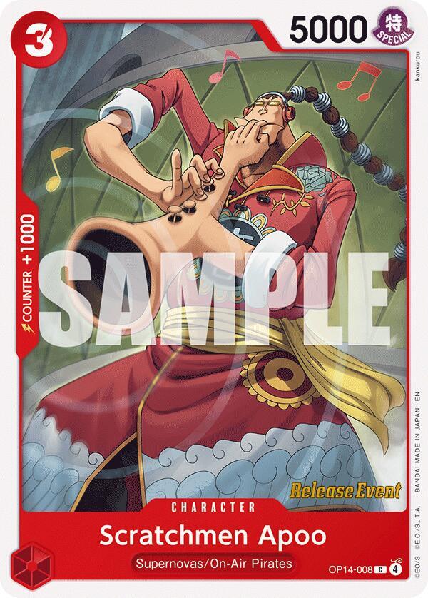 Scratchmen Apoo OP14-008 card from The Azure Sea's Seven Release Event Cards