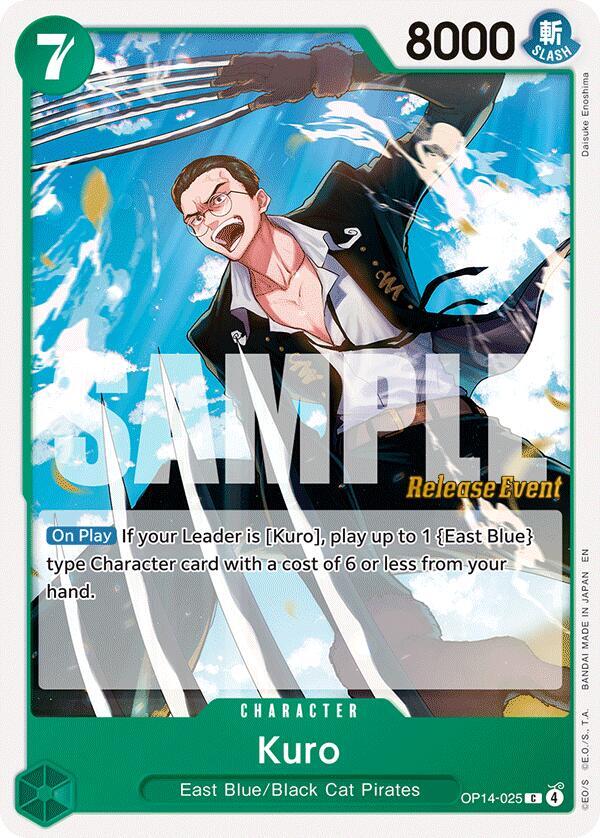 Kuro OP14-025 card from The Azure Sea's Seven Release Event Cards