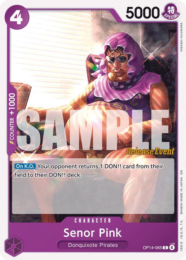 Senor Pink OP14-065 card from The Azure Sea's Seven Release Event Cards